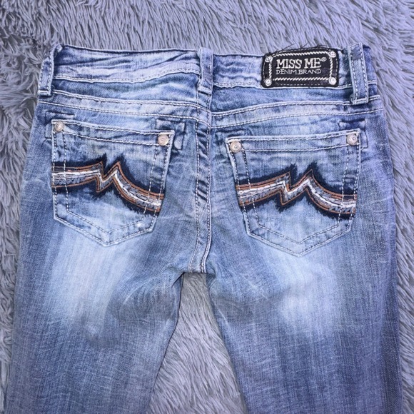 Miss Me Jeans Womens 27 Bootcut Embellished Pocket Medium Wash Flare Bell Bottom - Picture 10 of 15